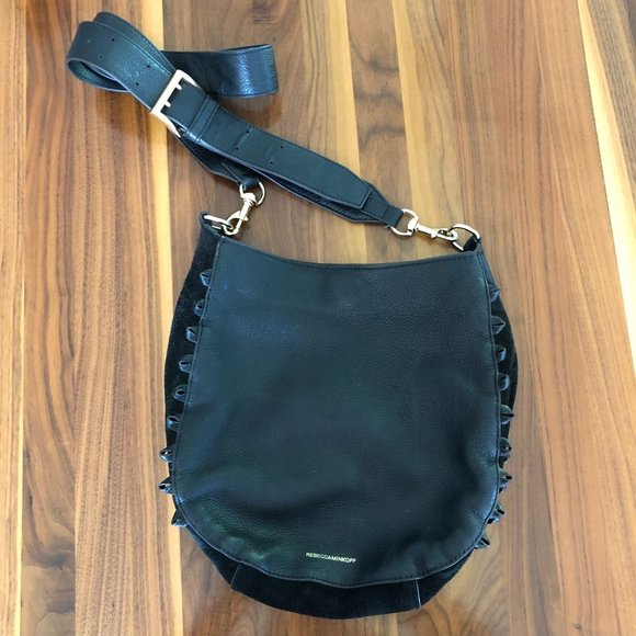 Rebecca Minkoff Handbags - Rebecca Minkoff Lima Hobo Black Suede Leather Crossbody Bag w/o Fringe